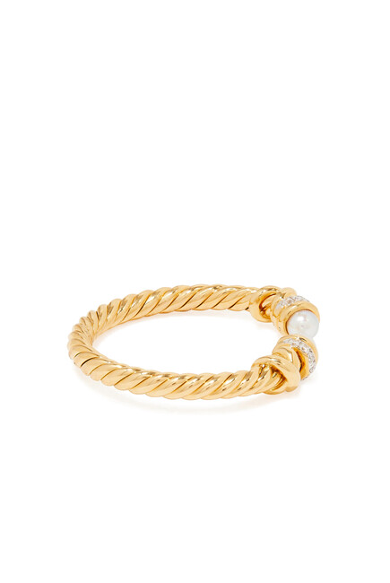 Petite Helena Ring, 18K Gold, Diamond & Pearl